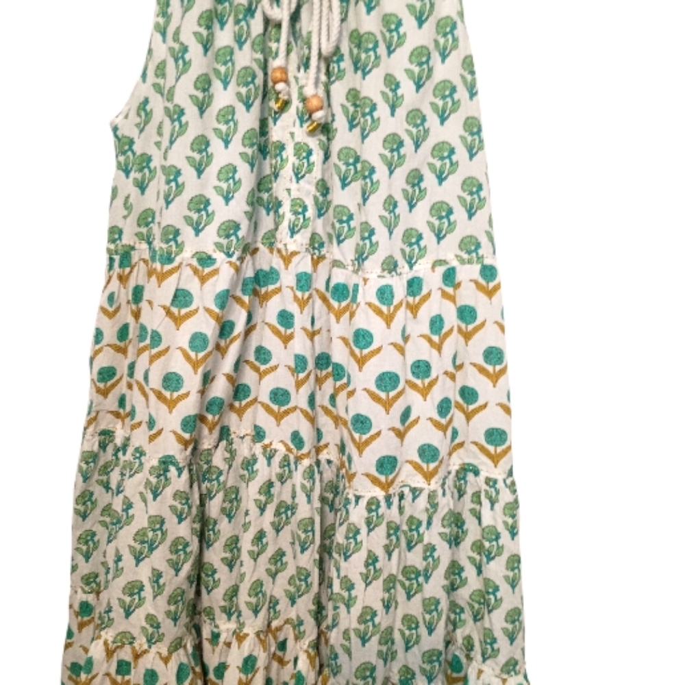 Chelsea & Theodore -Green and Whitew Patterned Sleeveless Dress - Size 2X/2T - Picture 3 of 7